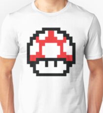 8-Bit Mario Nintendo Pilz Rot Unisex T-Shirt