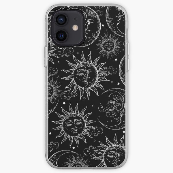 Black Magic Celestial Sun Moon Stars iPhone Soft Case