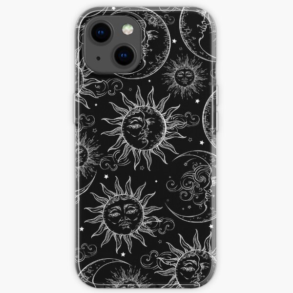 Black Magic Celestial Sun Moon Stars iPhone Soft Case