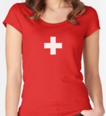 Swiss Flag - I Love Switzerland - White Cross T-Shirt Women's Fitted Scoop T-Shirt