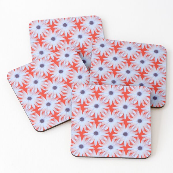 Item preview, Blue-Eye Daisy Flower on Red Orange Background designed and sold by KeksWorkroom.