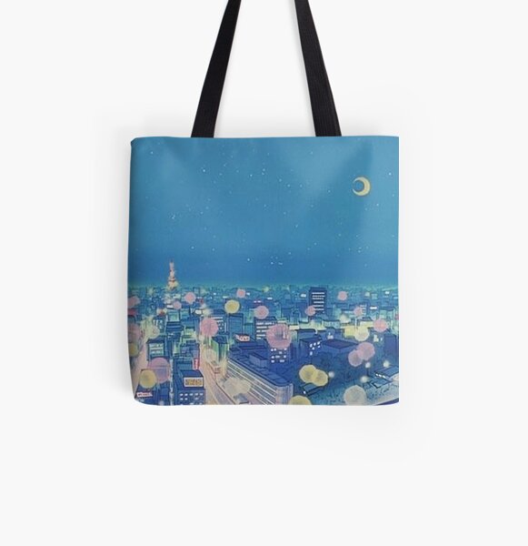 Sailor Moon Background City at Night All Over Print Tote Bag