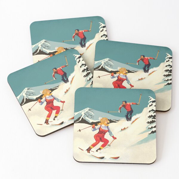 Item preview, "Gone Skiing" Retro Skiing Art designed and sold by The Whiskey Ginger Design Shop.