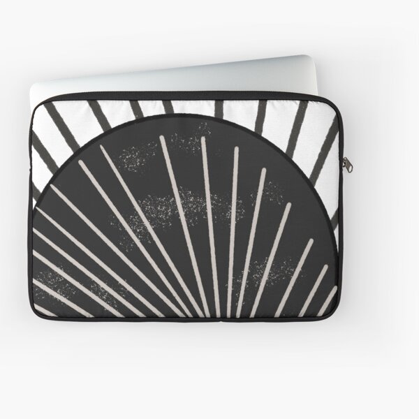 Mid Century Modern Geometric Textured Grunge Black Sun With Rays Laptop Sleeve