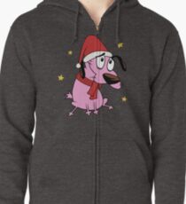 Christmas Courage the Cowardly Dog Zipped Hoodie
