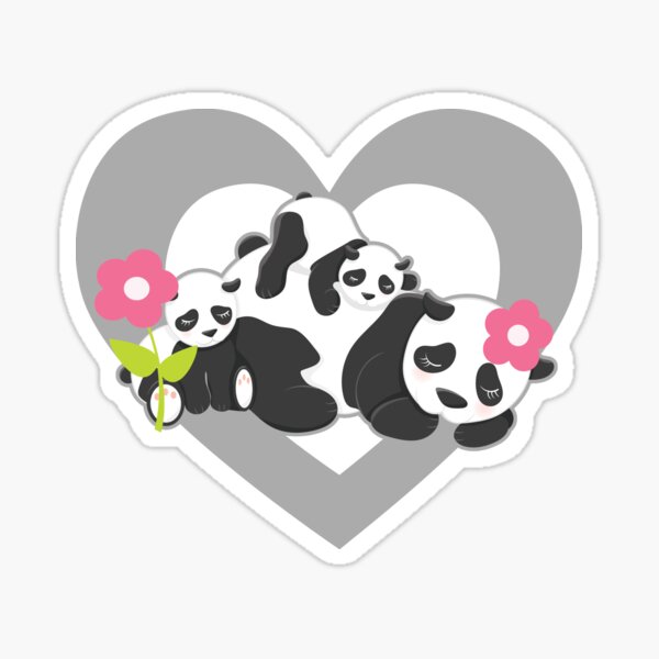 Panda Bear Cub China Baby  #42018 2 x Heart Stickers 10 cm BW 