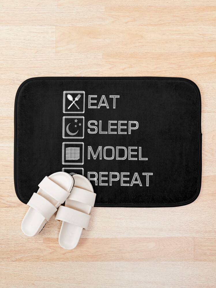 Thumbnail 1 of 6, Bath Mat, Eat Sleep Model Repeat designed and sold by CCCDesign.