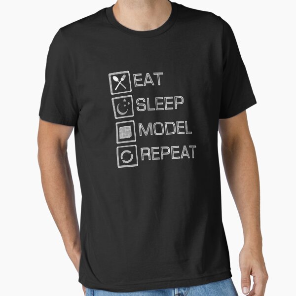 Vista previa del artículo con la obra «Eat Sleep Model Repeat», diseñado y vendido por CCCDesign.