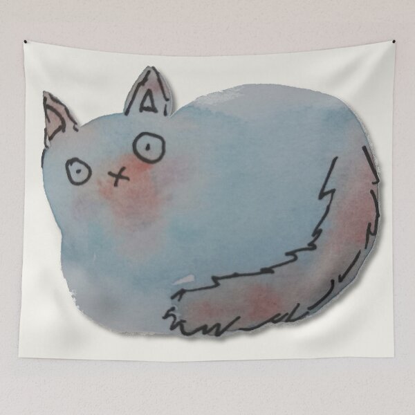 Item preview, Cute watercolor quirky crazy white cat designed and sold by RosalieReeves.