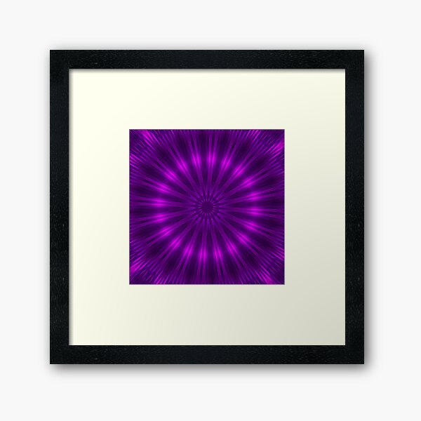 Neon circle kaleidoscopic pattern in purple tones . Futuristic mandala. Framed Art Print