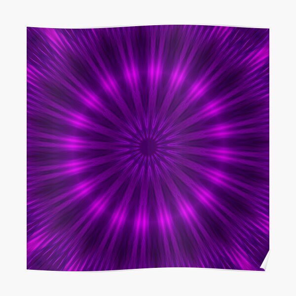 Neon circle kaleidoscopic pattern in purple tones . Futuristic mandala. Poster