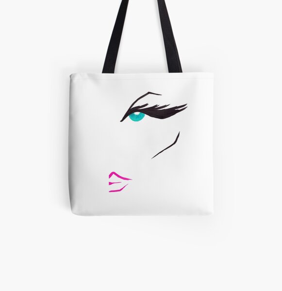 Pink Graphic Fashion Face All Over Print Tote Bag