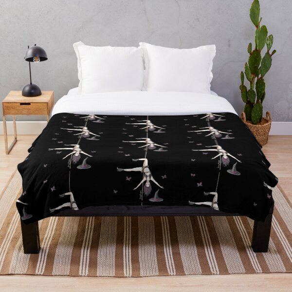 Pole Witch with Butterflies Throw Blanket