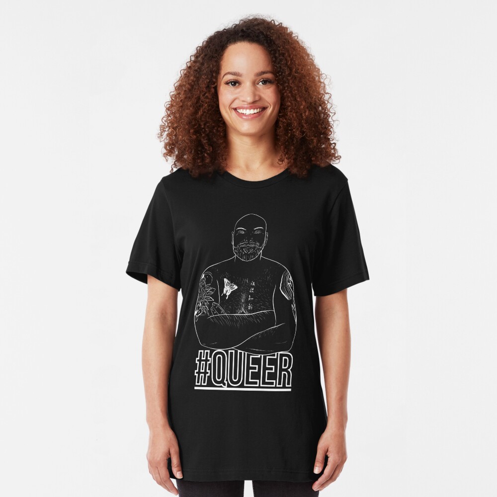 QUEER - WHITE LINES Slim Fit T-Shirt