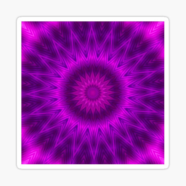 Neon circle in purple tones . Kaleidoscopic pattern. Futuristic mandala. Sticker