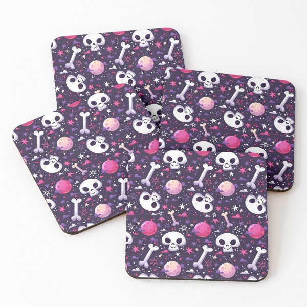 Item preview, Pink scull pattern designed and sold by ECLECTICimprint.