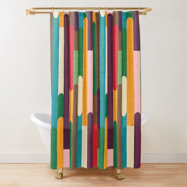 Retro Color Block Popsicle Sticks Shower Curtain