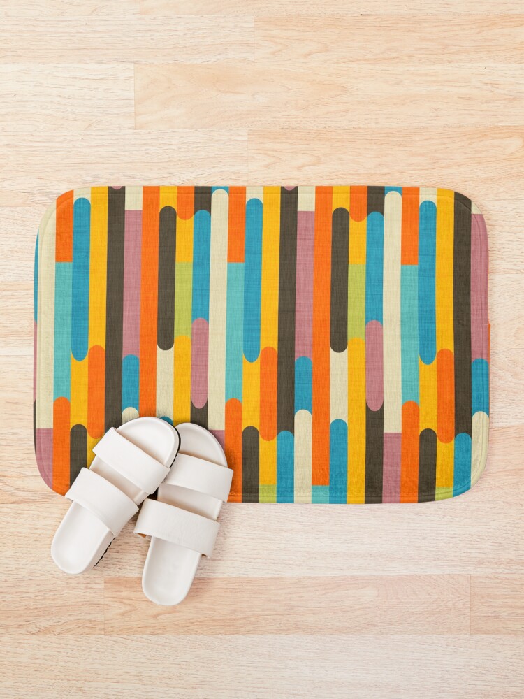 Alternate view of Retro Color Block Popsicle Sticks Orange Bath Mat