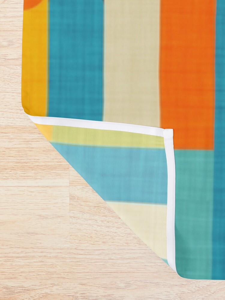 Alternate view of Retro Color Block Popsicle Sticks Orange Shower Curtain