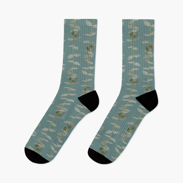 Item preview, Eucalyptus Patterns with Aqua Background Realistic Botanic Patterns Organic & Geometric Striped Patterns designed and sold by TurningMoss.