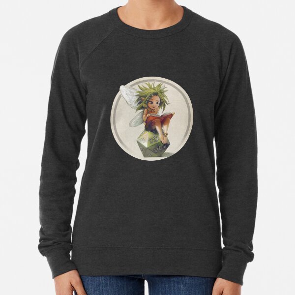 RPG fée sur ses dés d20 Sweatshirt léger