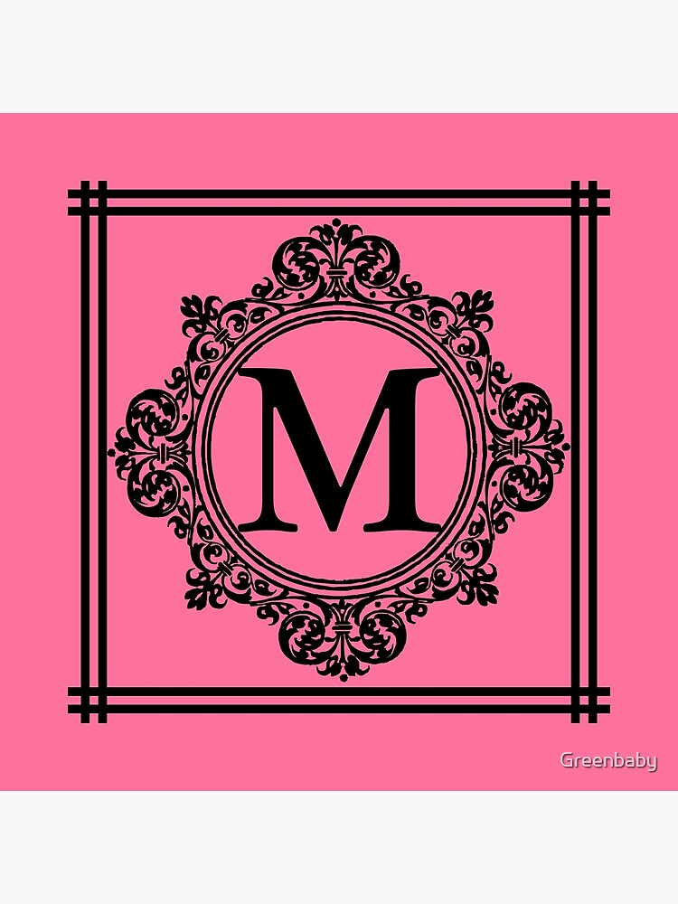 Hot Pink and Black Monogram M Throw Pillow for Sale by Greenbaby