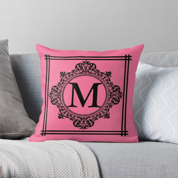 Hot Pink y Black Monogram M Cojín