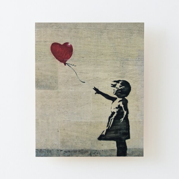 Banksy's Girl with a Red Balloon III Wood Mounted Print