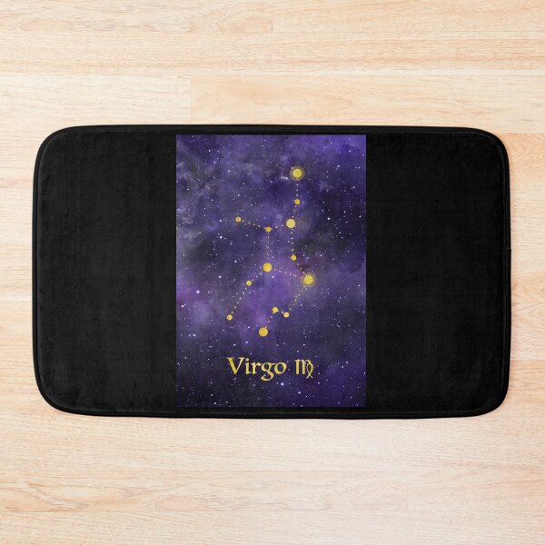 Item preview, Virgo Zodiac constellation, birthday August to September astronomy, astrology, horoscope, watercolour space painting with gold effect stars, font and symbol. designed and sold by Latch Farm  Studios.