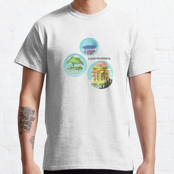 Contributopia (avec titre et planètes en bulles) T-shirt classique