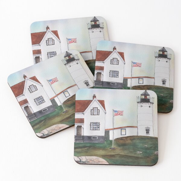 Item preview, Nubble Lighthouse Watercolor and Ink Painting designed and sold by Sandra Connelly.