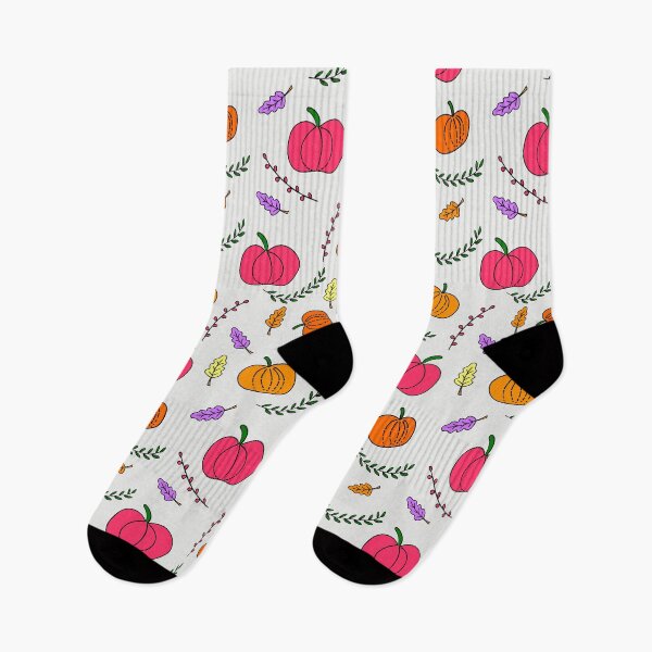 Item preview, Fall hand-drawn doodles of pumpkins and autumn leaves on a seamless repeating background designed and sold by mkopka.
