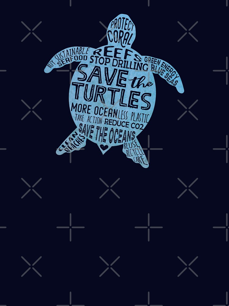 Thumbnail 7 of 7, Essential T-Shirt, Save the Turtles - Blue Boho Turtle Silhouette designed and sold by jitterfly.