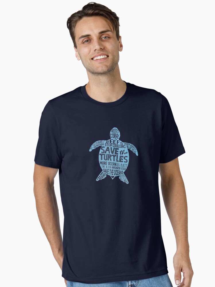 Thumbnail 1 of 7, Essential T-Shirt, Save the Turtles - Blue Boho Turtle Silhouette designed and sold by jitterfly.