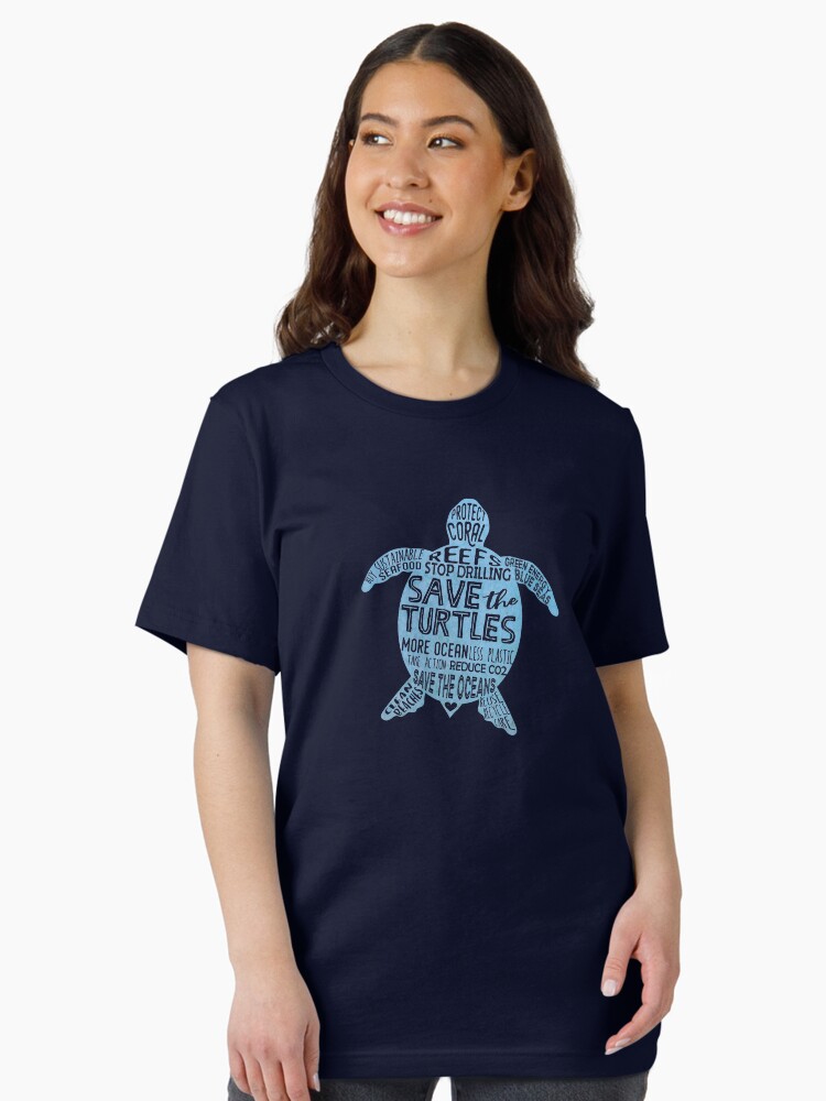 Thumbnail 2 of 7, Essential T-Shirt, Save the Turtles - Blue Boho Turtle Silhouette designed and sold by jitterfly.