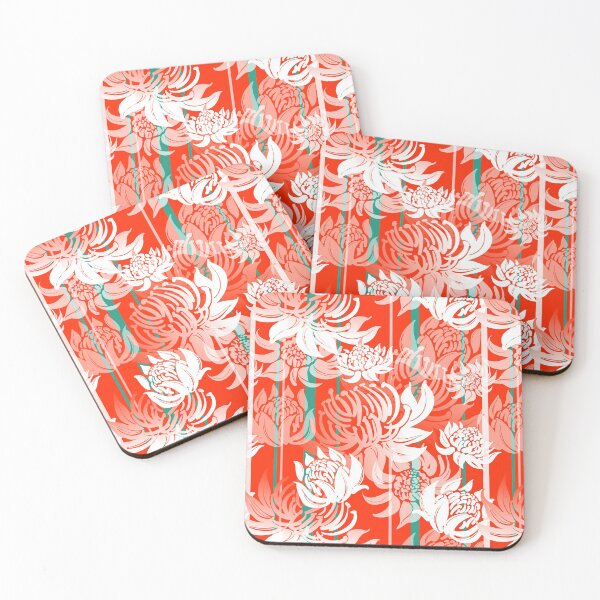 Item preview, Pattern with Telopea flowers on red background designed and sold by Irina Ivanova.