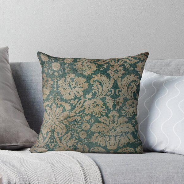 Item preview, Antique Teal Damask // Vintage Distressed Damask designed and sold by WandaStar.