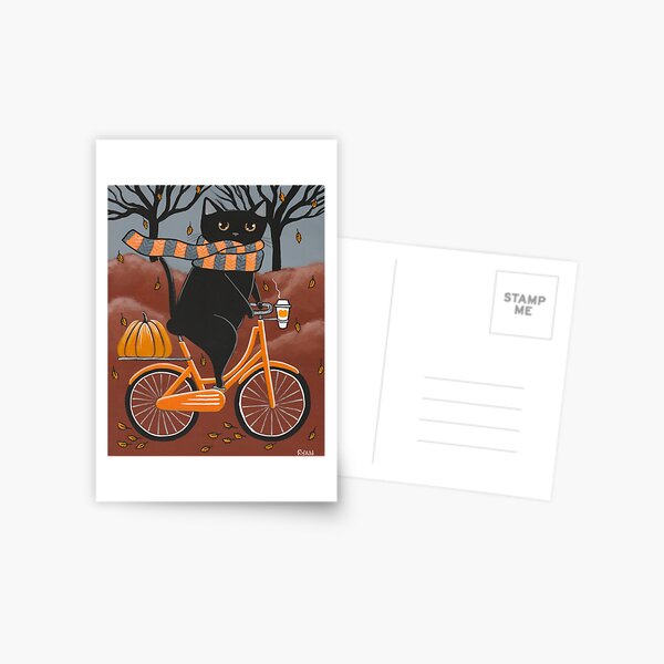 Item preview, Black Cat Autumn Bicycle Ride designed and sold by KilkennyCat Art.