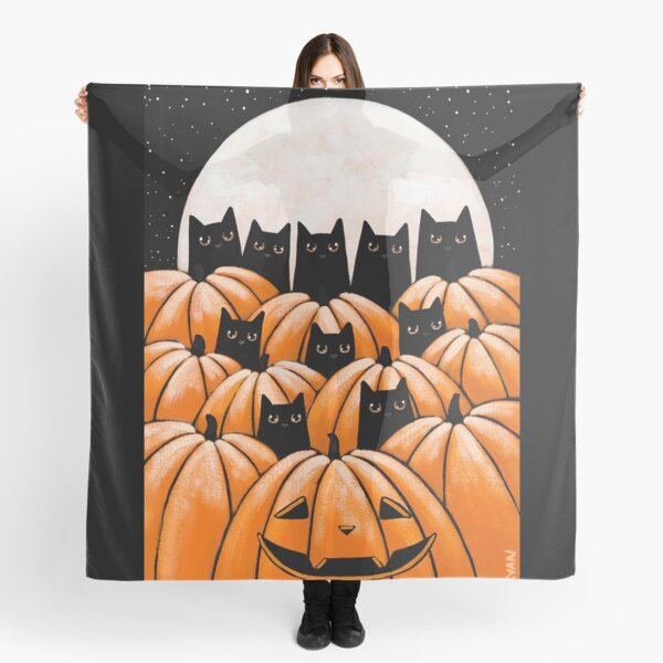 Black Cats in the Pumpkin Patch Scarf
