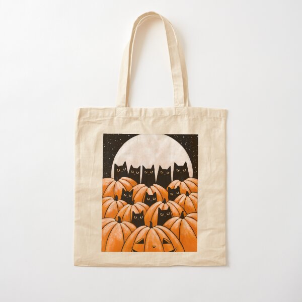 Black Cats in the Pumpkin Patch Cotton Tote Bag