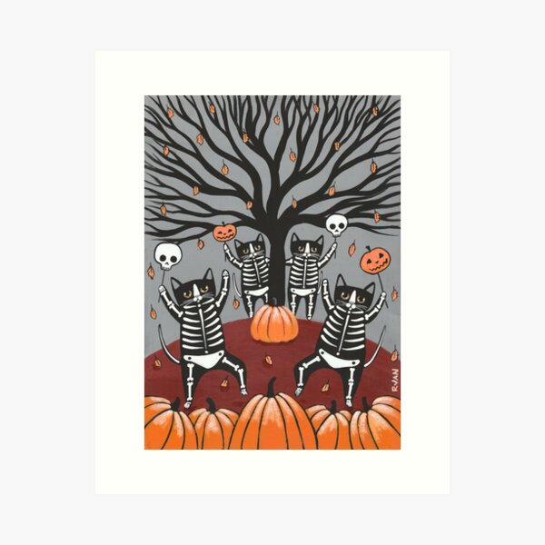 Item preview, La celebración de los gatos de Halloween designed and sold by KilkennyCat Art.