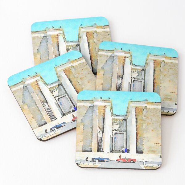 Item preview, Roma EUR: two cars and two columns of the monumental building designed and sold by Giuseppe Cocco.