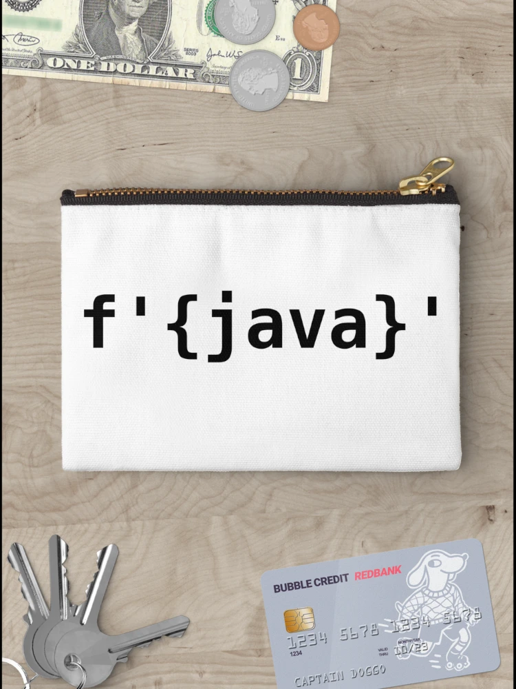 Thumbnail 3 of 4, Zipper Pouch, Python > Java f-strings designed and sold by EncodedShirts.