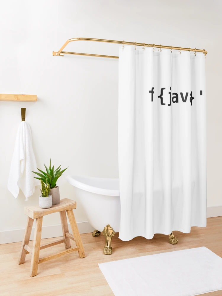Thumbnail 3 of 5, Shower Curtain, Python > Java f-strings designed and sold by EncodedShirts.