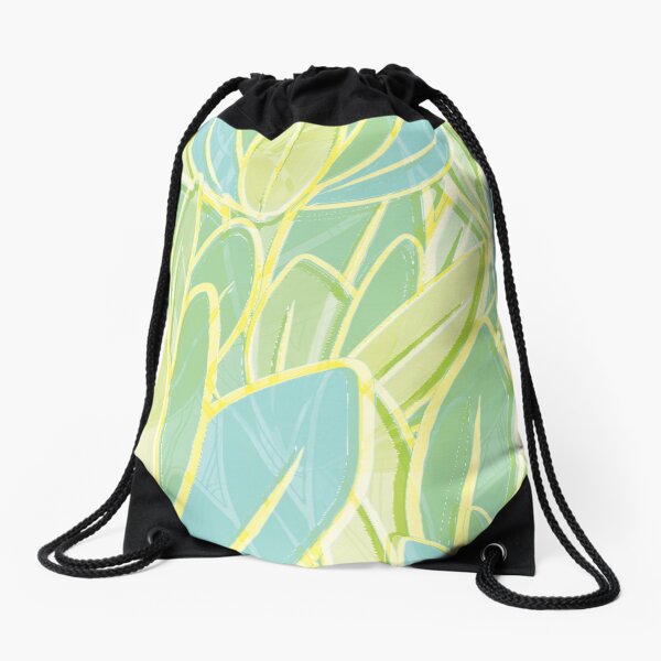Pastel Leaves Drawstring Bag