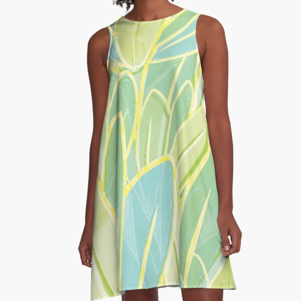 Pastel Leaves A-Line Dress