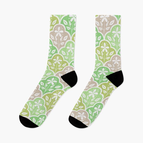 Item preview, Flower ornament ogee pattern in green designed and sold by HannaPaulina.
