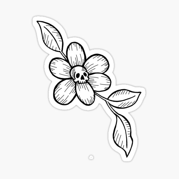 Skully Flower Sticker