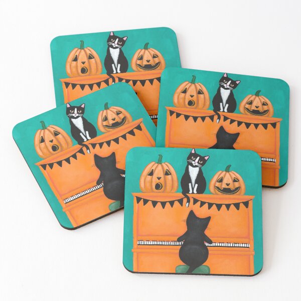 Item preview, The Halloween Piano Cats designed and sold by KilkennyCat Art.