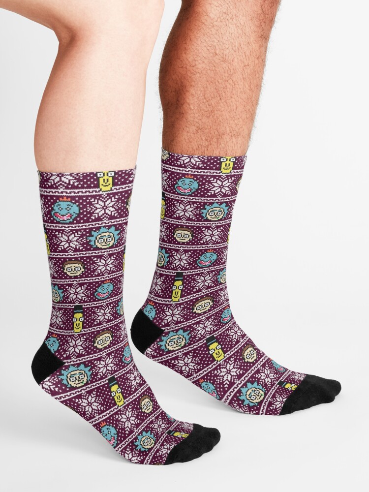 Alternate view of Rick and Morty christmas sweater Socks